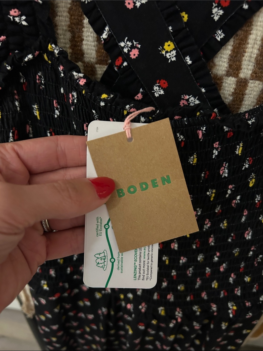 BODEN Black Floral Smocked Maxi Dress - Picture 4 of 5